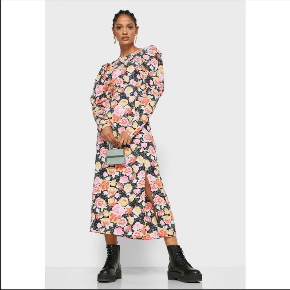 Topshop Floral Long Sleeve Dress